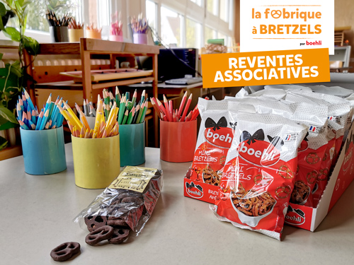 Photo de sachets de biscuits apéritifs Boehli pour la revente scolaire